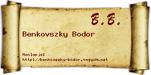 Benkovszky Bodor névjegykártya